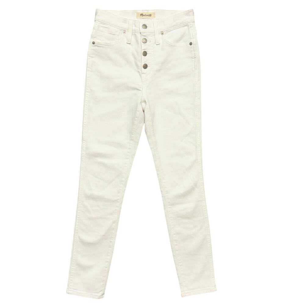 Madewell Skinny Jeans High Rise Button Fly White Stretch Denim Size 25 (26x26)